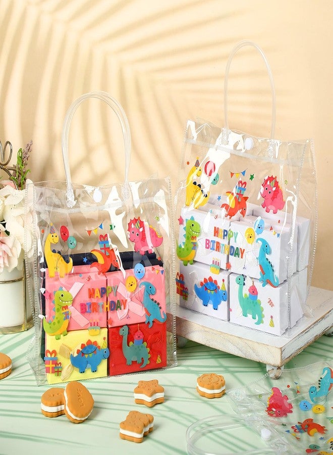 Supervitae 36 Pcs Dinosaur Clear Favor Bags with Handle Reusable Plastic PVC Gift Bag Animal Goodies Treats Wrap Totes for Birthday Party Supplies, 8 x 8 x 3.15 Inch - Image 3